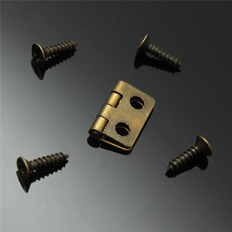 10pcs Antique Brass Vintage Jewelry Gift Wine Wood Wooden Box Hinge With Screws