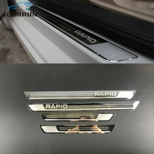 Plaque de garniture de porte latérale en acier inoxydable, accessoires de voiture pour Skoda Rapid 2012 2013 2014 2015-2018