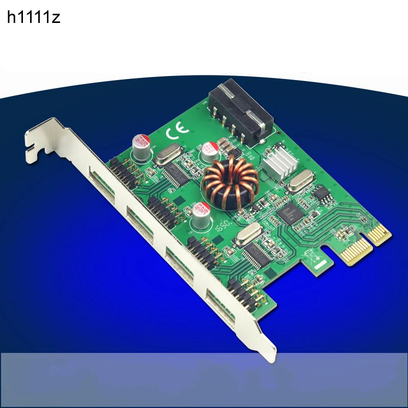 

USB 2.0 PCI-E Expansion Card External 4x 9Pin Header(Can convert 8-port USB2.0) PCIe Card Adapter with 4pin IDE Power Connector