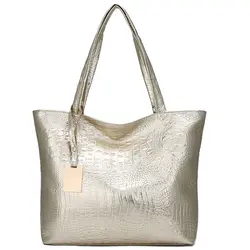 Дропшиппинг моды Повседневное Для женщин сумки на ремне серебряные крокодиловая сумочка из искусственной кожи Женский Большой Сумка Дамы
