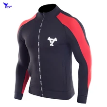 Стенд воротник молния толстовки для бега Для мужчин эластичные фитнес-Спорт куртки кофта для бега быстросохнущая спортивная одежда