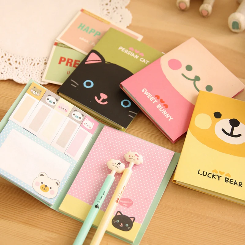 

6 pcs/lot NNRTS creative Cartoon animals foldable memo pad post paper sticker cute stationery sticky note office school supplies