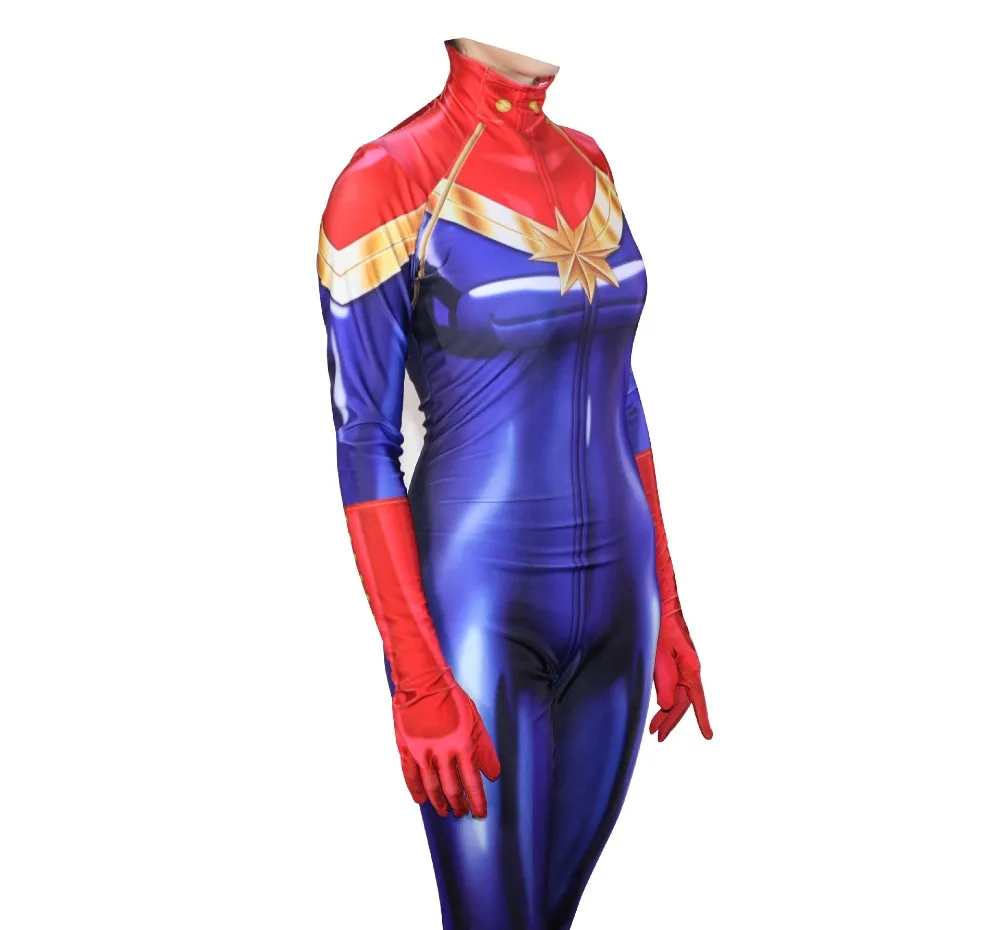  Captain Marvel Ms Marvel Carol Danvers Jumpsuit Catsuit Sexy Cosplay Costumes Halloween Women Bodys