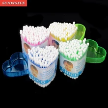 100 шт. ватный тампон с двойной головкой одноразовый мощный очищающий ватный тампон ватные палочки для макияжа деревянные палочки Чистка ушей для носа