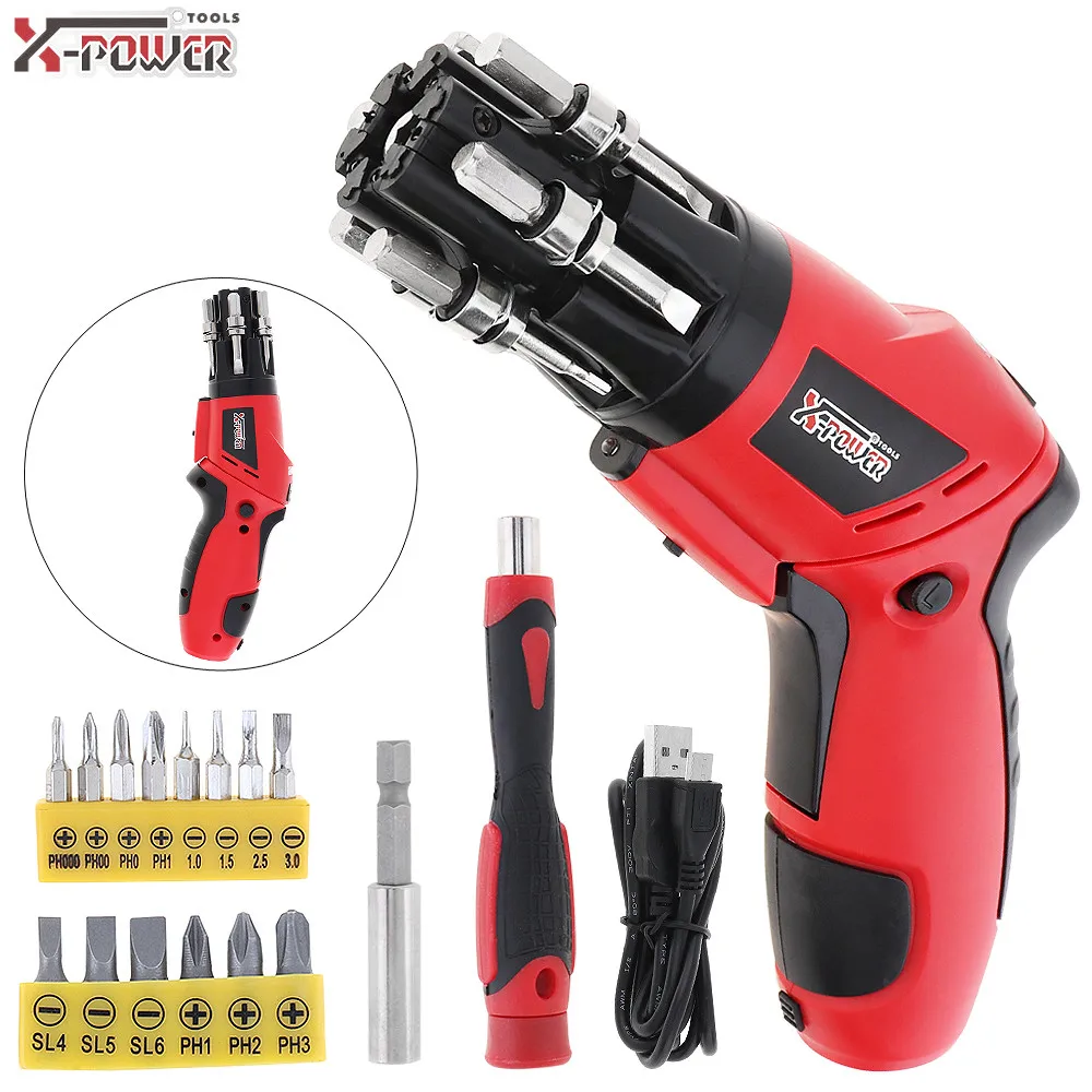 

3.6V USB Plug Lithium Battery Electric Screwdriver Power Tool with LED Lighting and Two-way Rotating Head for Home Maintenance