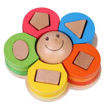 

Baby Educational Toys Wooden Layered Puzzle Enlightenment Toy Flower Shape 16.4*12*6cm Caterpillar Column Set Teaching Aid Hot