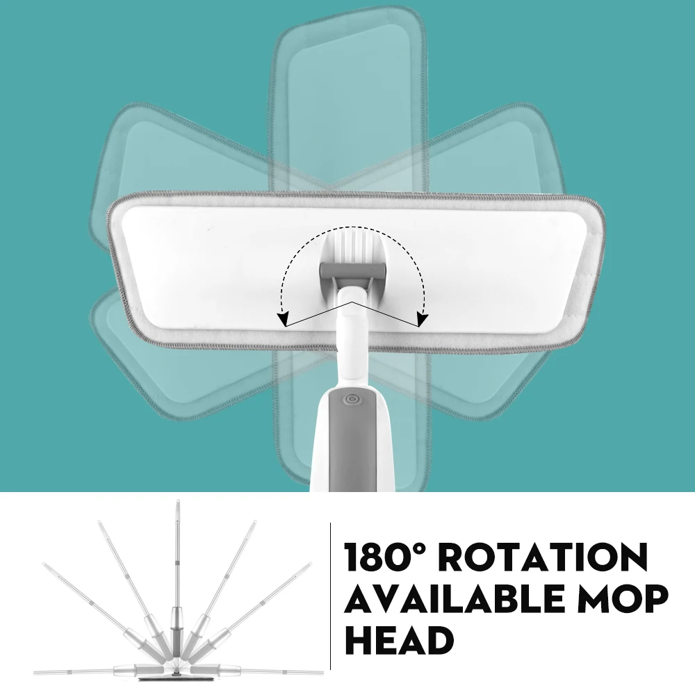 Baratos Fregona pulverizadora con almohadillas de microfibra reutilizables, fregona con mango de Metal de 360 grados para la cocina casera, limpieza de suelo de azulejos de cerámica laminada en madera