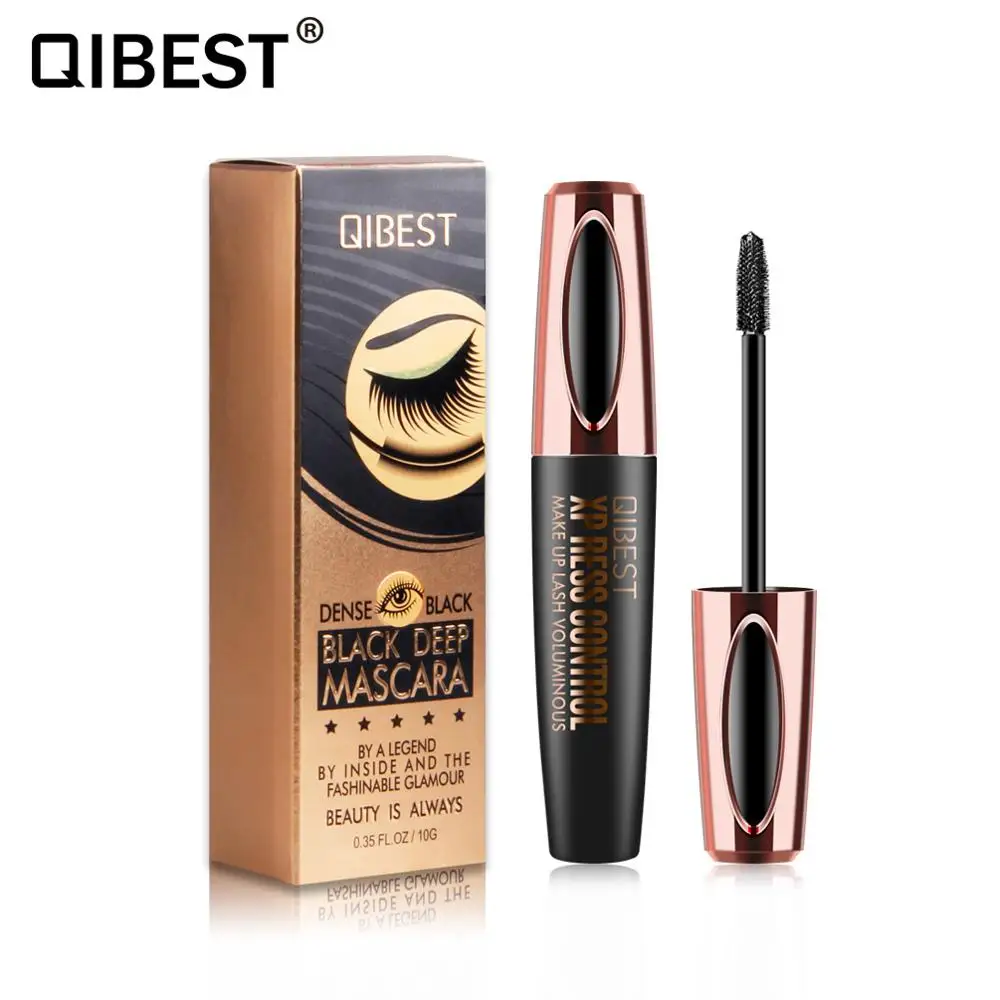 Qibest ультра объем удлинение черные глаза тушь для ресниц водостойкий макияж длительная завивка ресниц макияж 4D ресницы Объемные - Цвет: Black