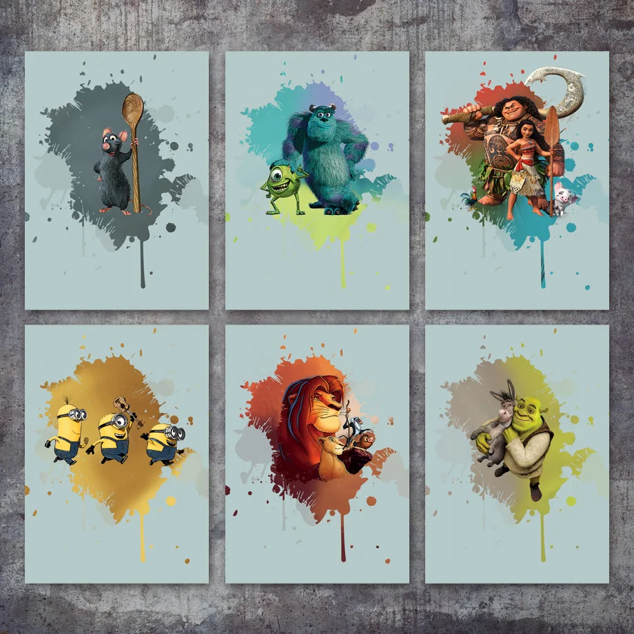 

The Lion King Shrek Moana Despicable Me Wall Art Canvas Painting Nordic Posters And Prints Wall Pictures For Kids Room Decor