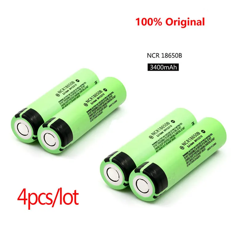 AKASO 4PCS/lot 100% New Original NCR18650B 3.7 v 3400 mah 18650 Lithium Rechargeable Battery For Panasonic Flashlight batteries |