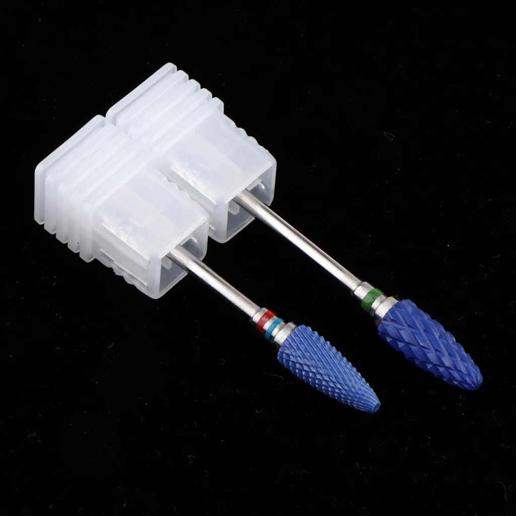 Ceramic Nail Files Drill Bits Set Manicure Electric Polishing Grinding Barrel Head 2pcs, Blue