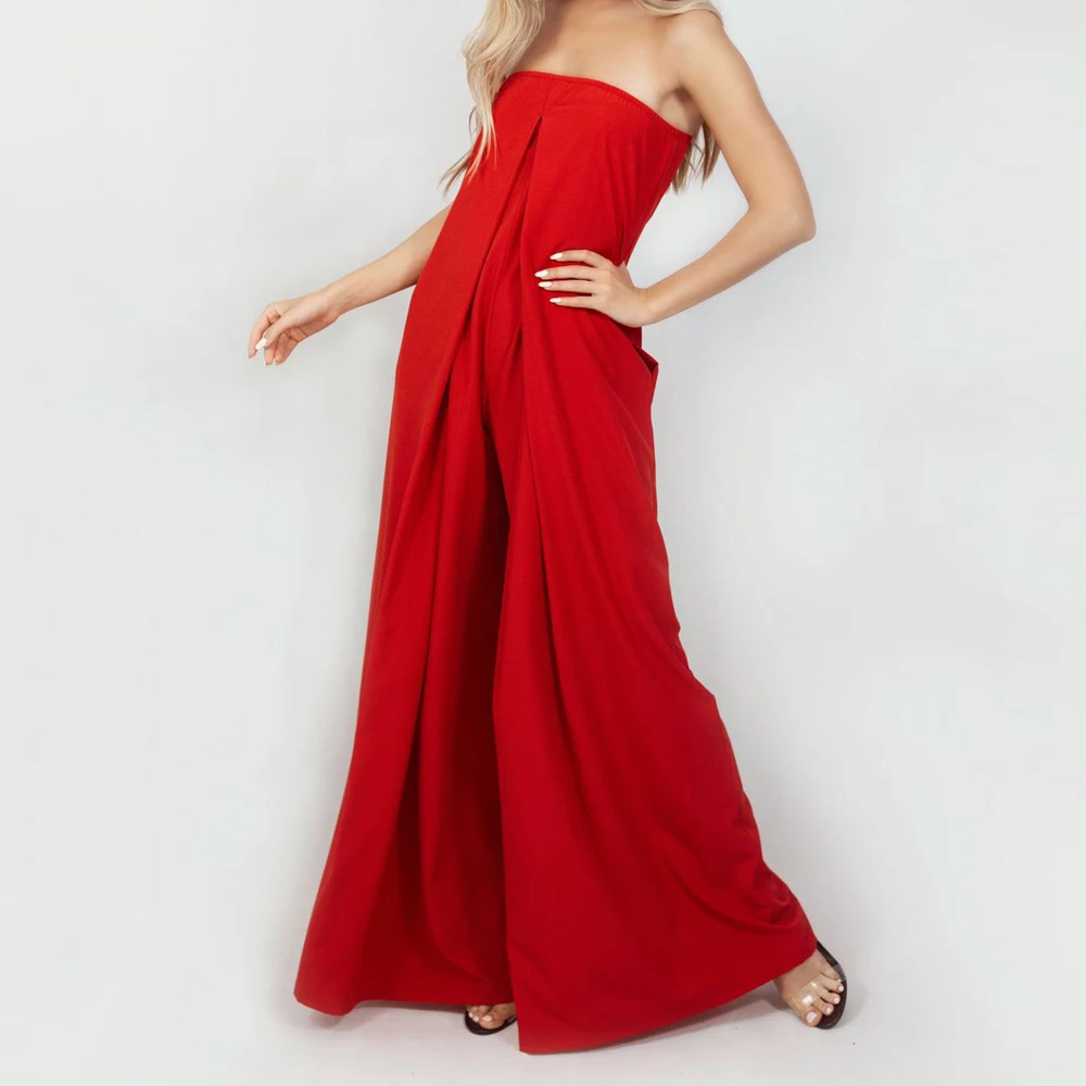 Tosheiny 2019 kobiety nowy lato Sexy Slash Neck Off Shoulder Backless pajacyki elegancki jednolity kolor kombinezon TH0072 -
