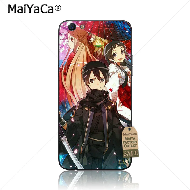 Черный чехол для телефона из ТПУ MaiYaCa Sword Art Online SAO Anime Manga OPPO R9s R11 R9 R15 vivo X9sPLUS