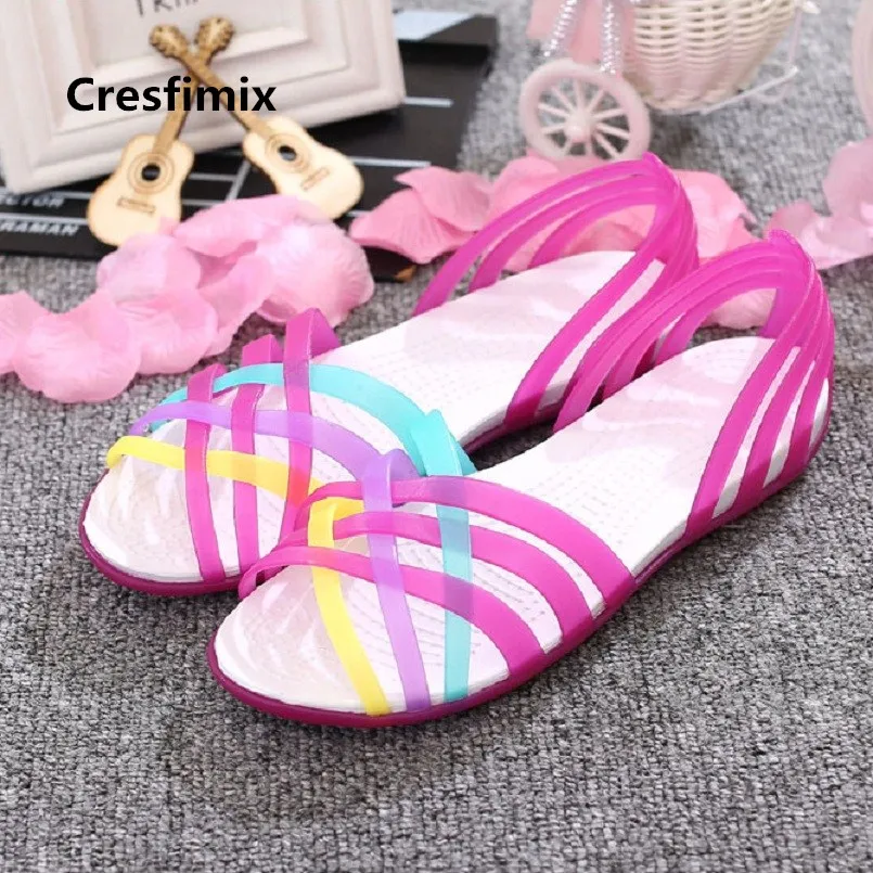Cresfimix sandalias de mujer Женские модные милые прозрачные водонепроницаемые сандалии