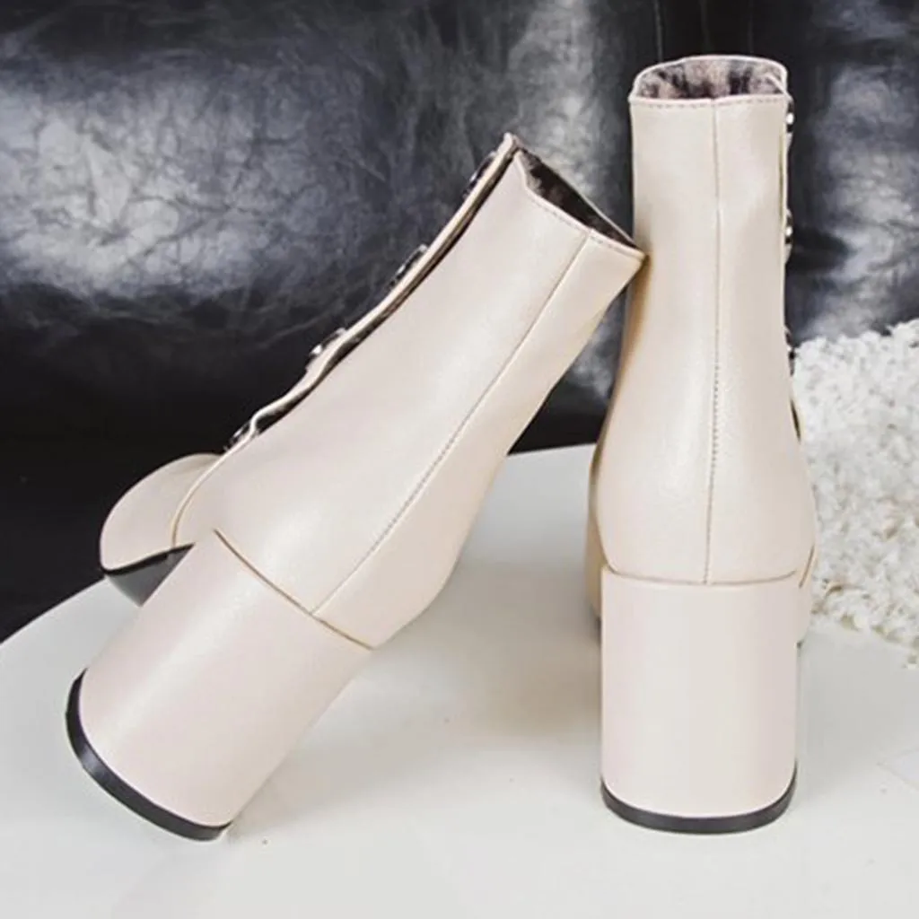 Женские ботинки; теплые ажурные зимние ботинки в стиле ретро-пряжки с плюшевой подкладкой; женская повседневная обувь из искусственной кожи; C50
