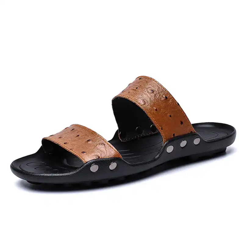 leather sliders mens