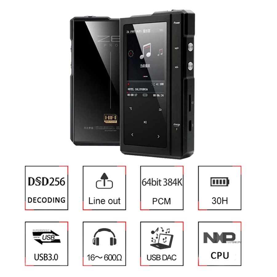 Aigo Moonlight Z6 Pro DSD256 ES9018Q2C DAC звуковая карта двухъядерный процессор OTG TFT lcd Hifi музыкальный mp3-плеер с кожаный чехол