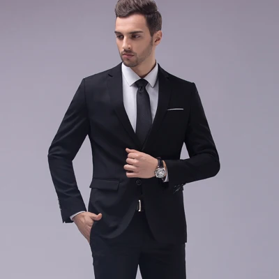 Черный пиджак мужские slim fit blazer мужских костюм chaleco hombre костюмы свадьба жених 9