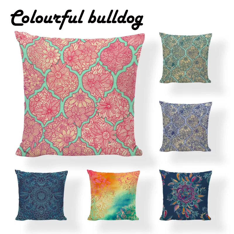 Hot Sale Mandala Floral Cushion Covers Geometric Ethnic Pillowcases