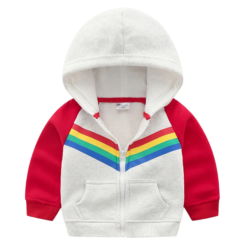 Коллекция года, осенняя эксклюзивная Детская одежда Повседневная куртка с принтом радуги для мальчиков и девочек детская рубашка на молнии пальто с капюшоном - Цвет: as picture
