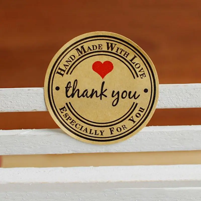 

120 Pcs 3.8CM Thank You Kraft Paper Sticker Labels for Wedding Party Favor Thank You Card, Thank You Stamp Sticker, DIY Gift