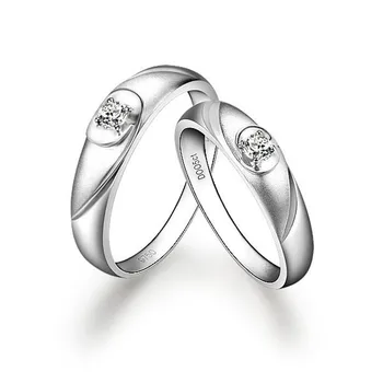 

GVBOR 0.13 Carats Lover's Couple Diamond Wedding Ring For Women/Man I8K white Gold Promise Ring Fine Jewelry Wedding/Engagement