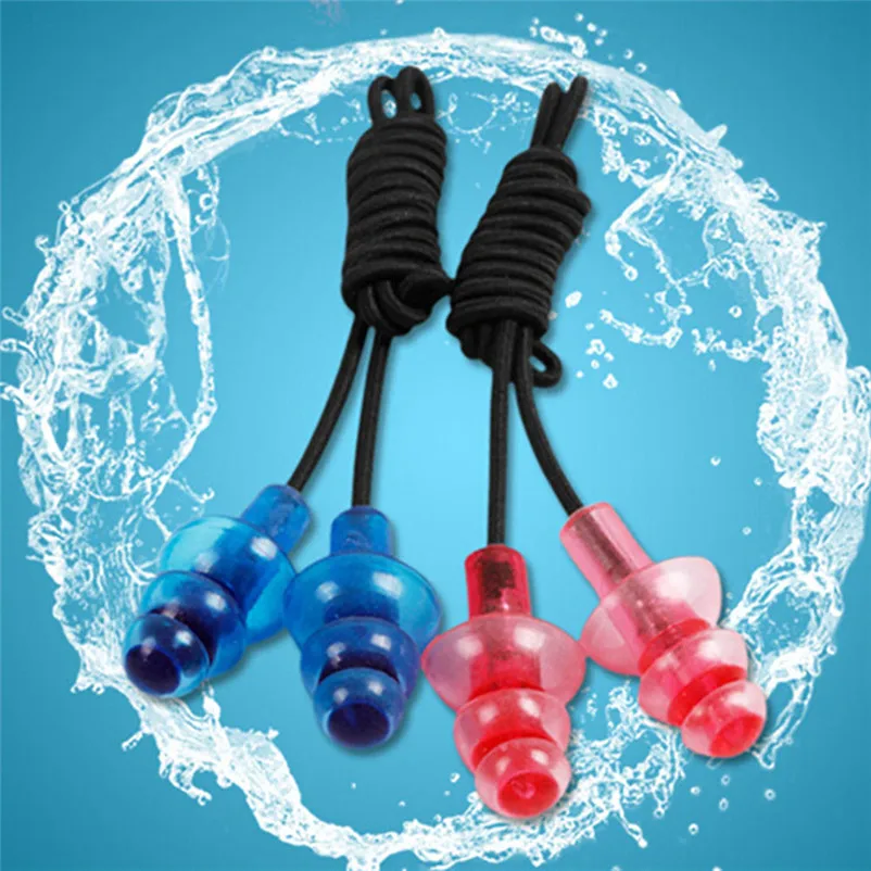 Elastic Rope Swimming Flexible Silicone Ear Plugs Earplugs Anti-lost Earplugs Ear Clips Water sports 2018 new #5O06