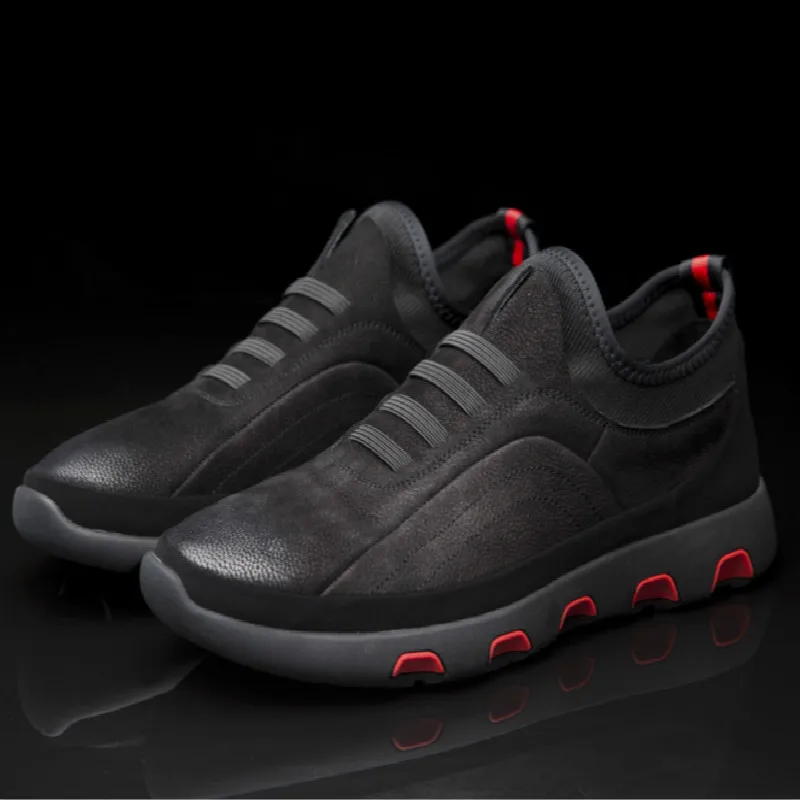 JINBEILEE New Men's Breathable Fashion Skateboarding Shoes Men's Casual Shoes First Layer Leather Warm Single Shoes