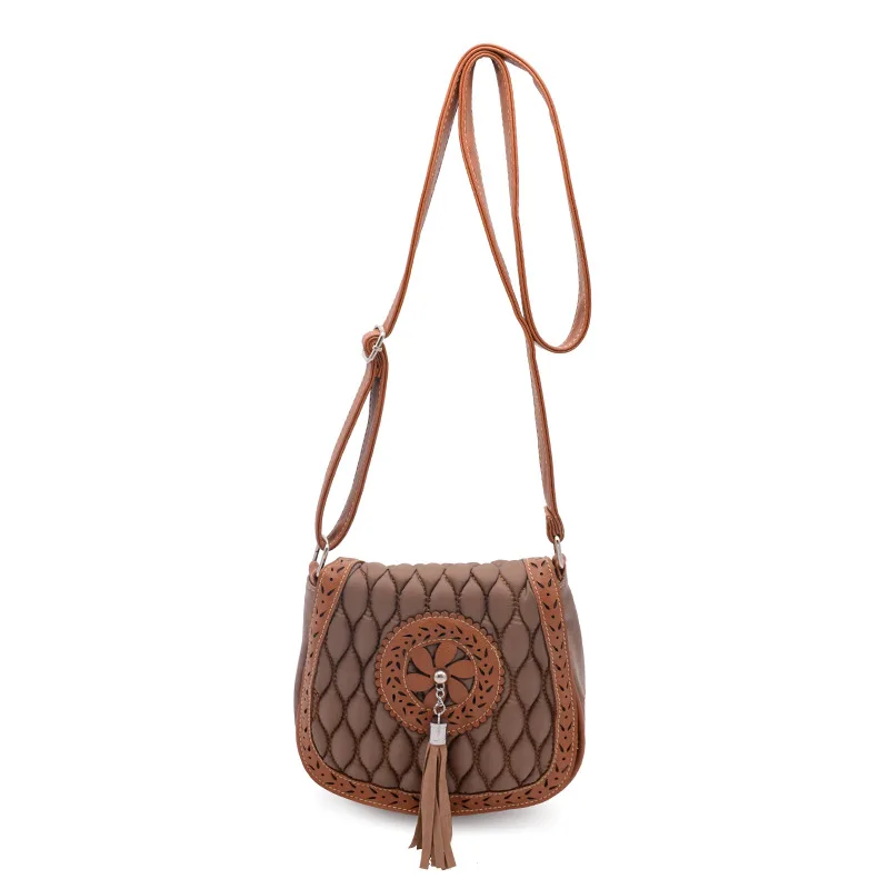 2016 Women Leather Handbags Famous Brand Women Small Messenger Bags Female Tassel PlaidCrossbody Shoulder Bags Clutch