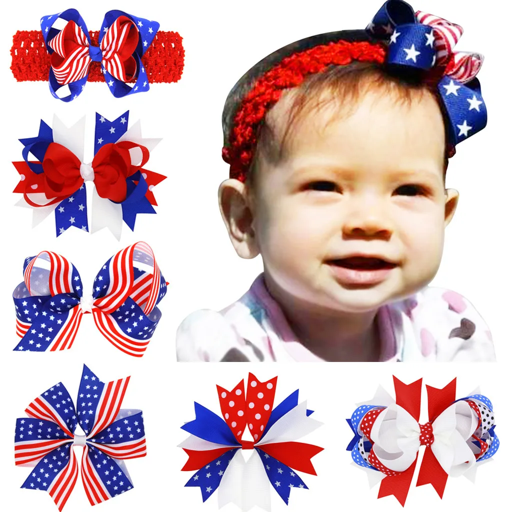

2019 Toddler Baby Kids Giris Boys 4th Of July Hairband Hairclip Flag Day Accessories shop owner recommended hot sale Hairband