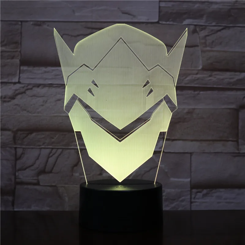 

USB 3D LED Night Light Shimada Genji Mask Boys Child Kids Baby Gifts decorative lights FPS Game OW Overwatch Table Lamp Bedside