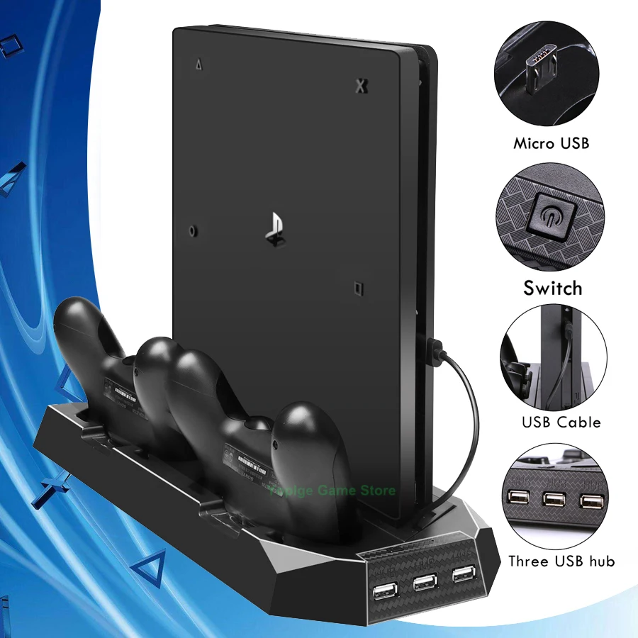 Зарядное устройство для контроллера PS4 Slim кулер Sony Playstation 4 Play Station PS консоль игр