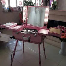 Розовый Светодиодный светильник для студии, косметичка для визажиста, светильник с зеркалом для ног, чехол для стола с лампочками, новинка