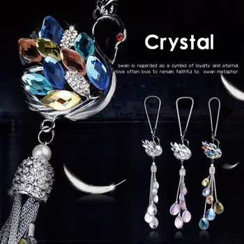 

Fashion Car Rear View Mirror Charm Crystal Swan Hanging Ornament Rhinestone Interior Decor Crystal Swan Pendant Girls Women