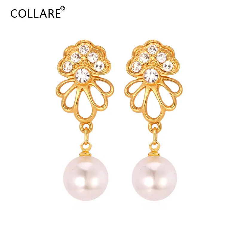 

Collare Simulated Pearl Drop Earrings For Women Gift Gold Color Crystal Synthetic Pearl Dangle Earrings Fashion Jewelry E019