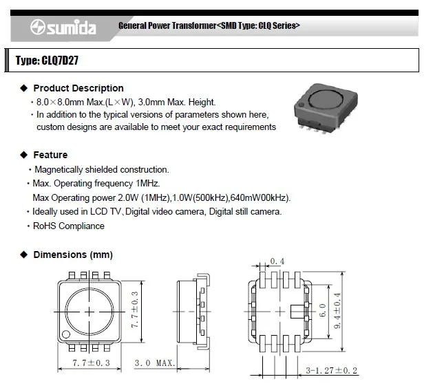 CLQ7D27 SMD 221MHZ 18.5UH multi-winding isolation transformer 2