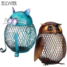 Tooarts 2 шт./компл. Сова денежный ящик Cat банк животных монет железный ящик Книги по искусству Орнамент Ручной Работы Копилка украшение дома Интимные аксессуары