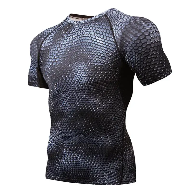 Мужская быстросохнущая компрессионная рубашка, мужская спортивная футболка для бега, фитнеса, облегающая Рашгард, базовый слой, баскетбольная майка, спортивная одежда для спортзала