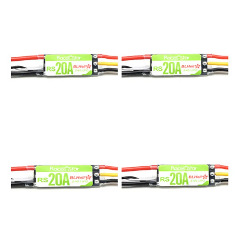 

High Quality 4PCS/lot Racerstar RS20A 20A BLHELI_S OPTO 2-4S ESC Support Oneshot42 Multishot For FPV Racing RC Quadcopter DIY