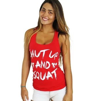 

2019 Fashion Sleeveless Regular Tank Top SHUT UP and SQUAT Women Workout Tank Tops Casual Clothes Fitness Summer Style Tops Lift