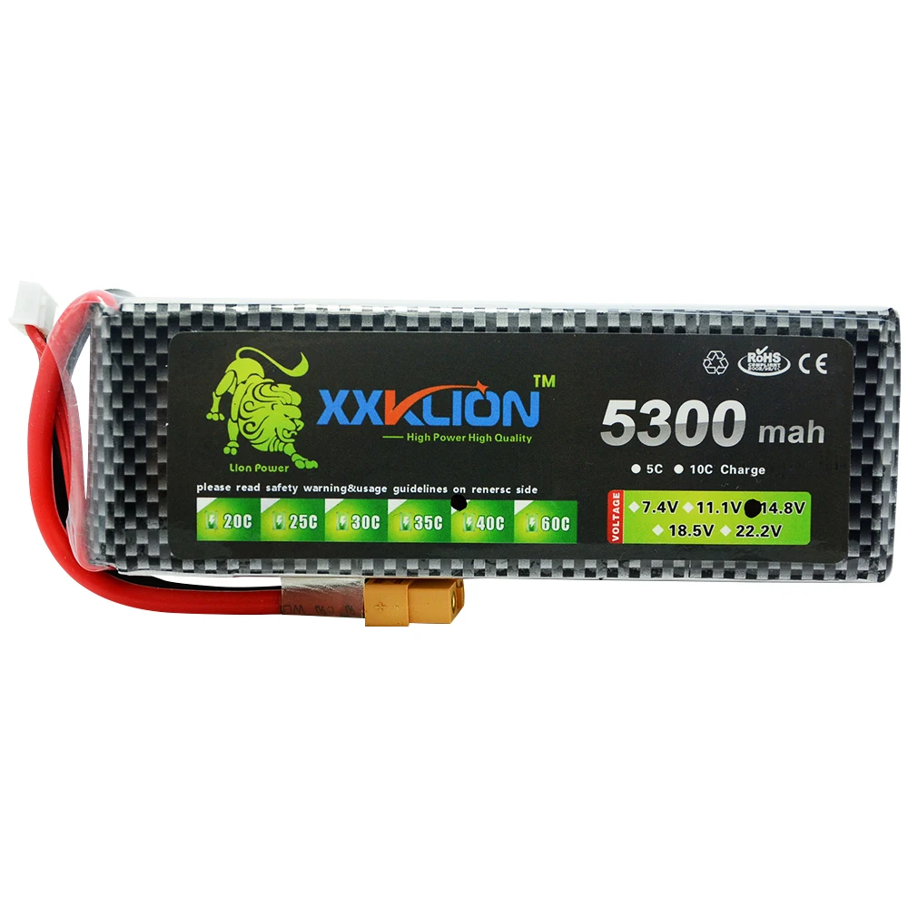 XXKLION 14,8 v 5300 mah 40c Lipo Батарея 4S T разъем/XT60 плагин вертолет автомобиля RC лодка пульт дистанционного управления квадрокоптером батарейка для