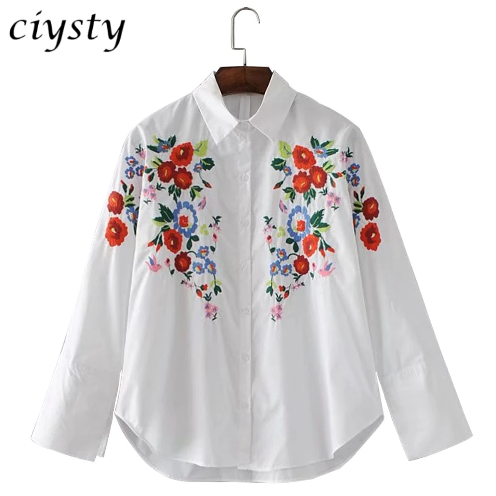 2017 new embroidery blouses women floral embroidery shirts lady fashion