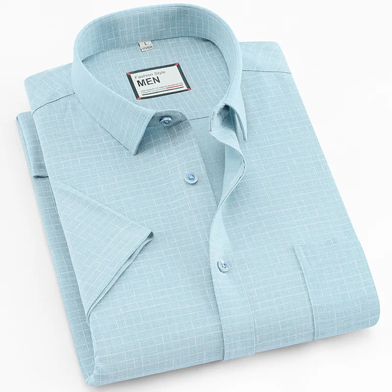 

button short sleeve shirt men streetwear Fashion plaid Shirt Slim Fit easy care mens dress shirts men's casual shirt plus size