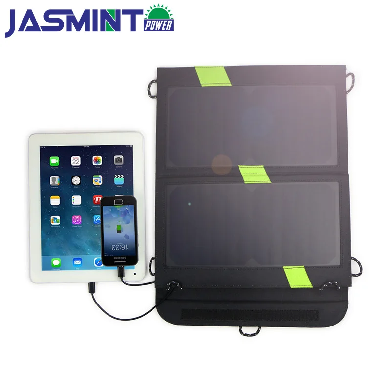 

High efficiency 5V 14W Solar Charger 3A Dual USB Foldable Solar Panel Waterproof Power Bank for Smartphone Camping Travel