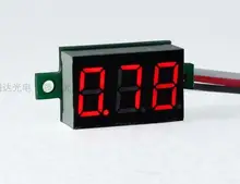 10 pces lcd digital voltímetro vermelho led medidor de tensão dc0 40 40v 0.36 polegada três fios mini volt meter 33*15*10mm