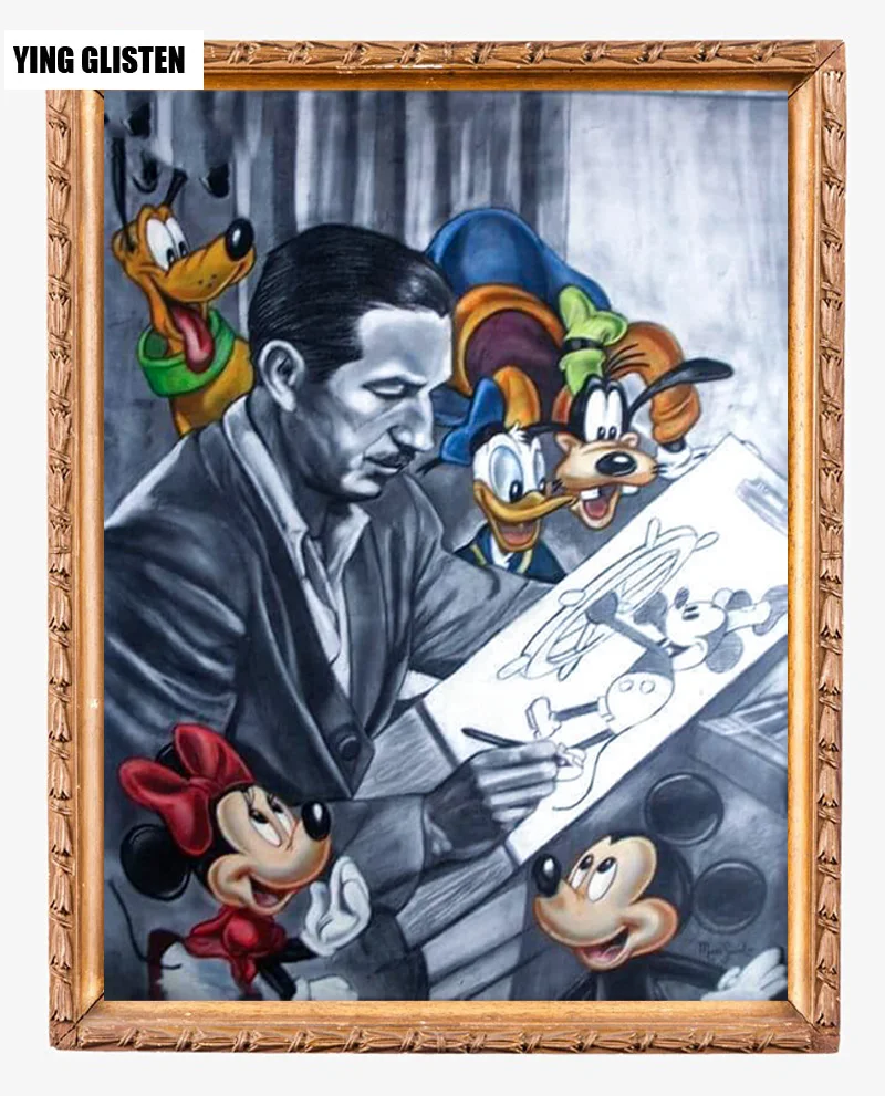 Ин блестят 'painter и mickey' diamond Вышивка 5D DIY вышивки крестом алмаз живопись полный