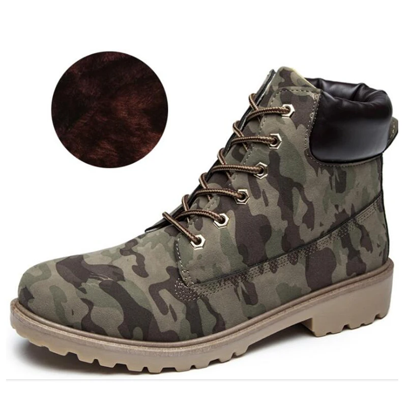 COVOYYAR/ женские ботильоны на шнуровке в стиле милитари, короткие ботинки в стиле милитари, повседневная обувь на плоской подошве, большие размеры, WBS417 - Цвет: camofur