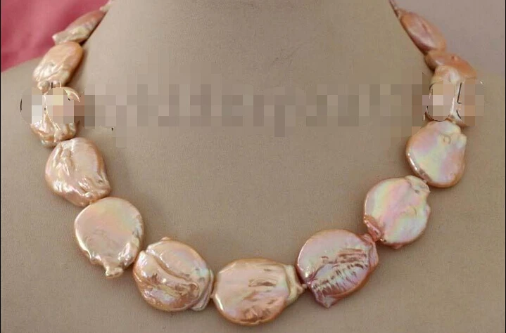 

18" Genuine Natural 25mm Pink Reborn Keshi Pearl Necklace 14k #f1936!^^^@^Noble style Natural Fine jewe FREE SHIPPING