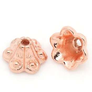 

2019 New 100PCs End Bead Caps Hexapetalous Flower Rose Gold Color 10x9mm Fine DIY Findings For Jewelry Making