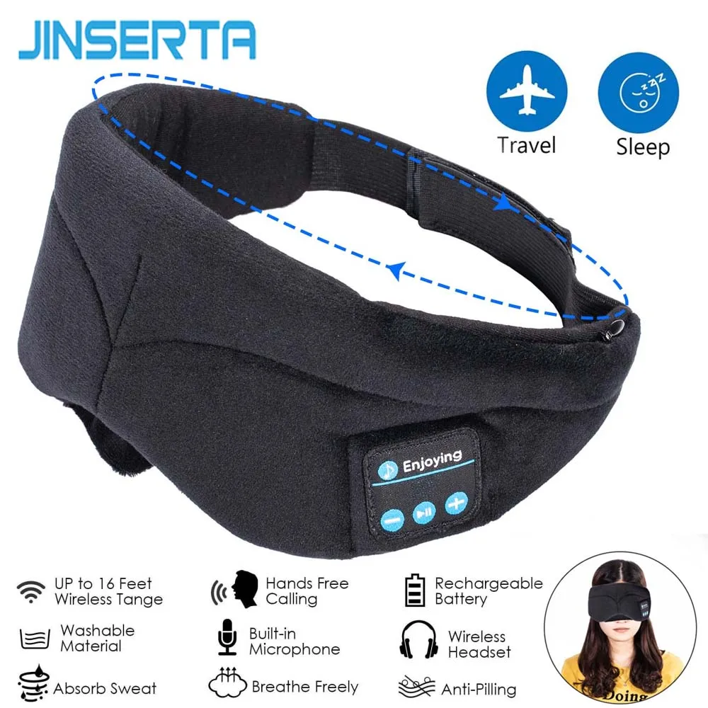 JINSERTA Bluetooth наушники маска для сна Беспроводная Музыка тени гарнитура Поддержка
